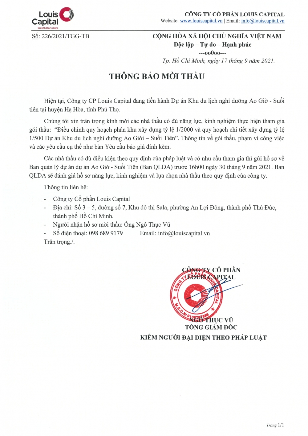 thong bao moi thau